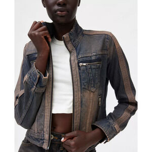 Urban Outfitters x BDG Toni Denim Zip Up Moto Jacket Size XS NWT‎